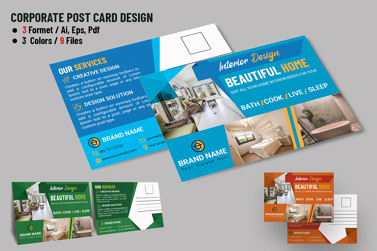 Interior Post Card Design in Postcard Templates - product preview 8