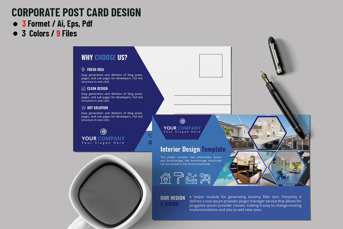 Interior Post Card Design in Postcard Templates - product preview 8