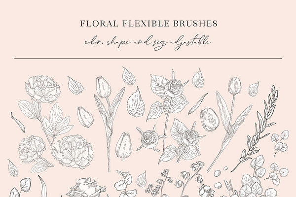 Floral Flexible Illustrator Brushes