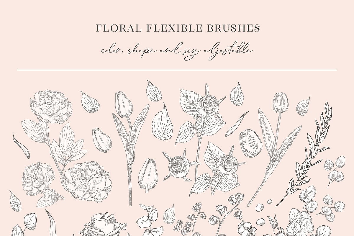 Floral Flexible Illustrator Brushes in Add-Ons - product preview 8