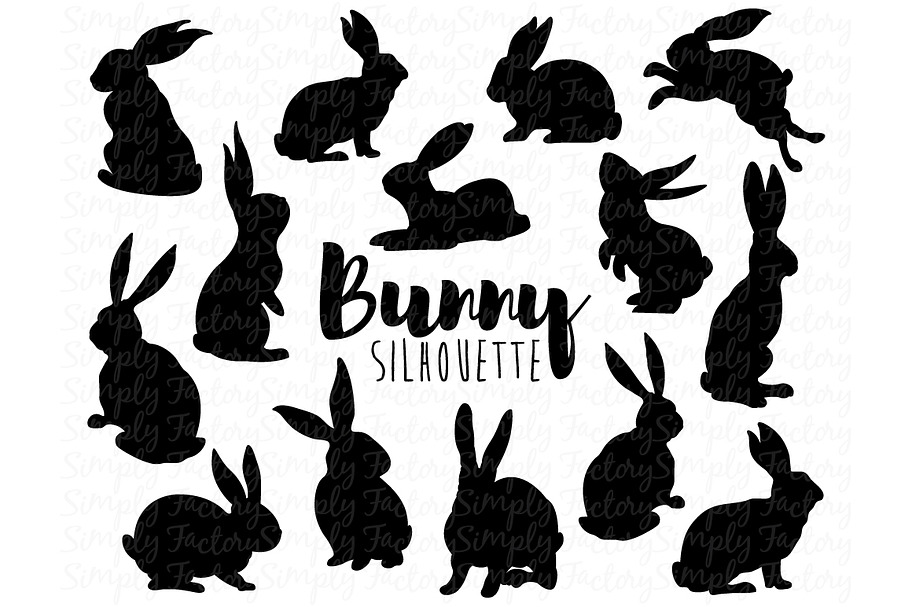 Bunny Silhouette Elements in Illustrations - product preview 8