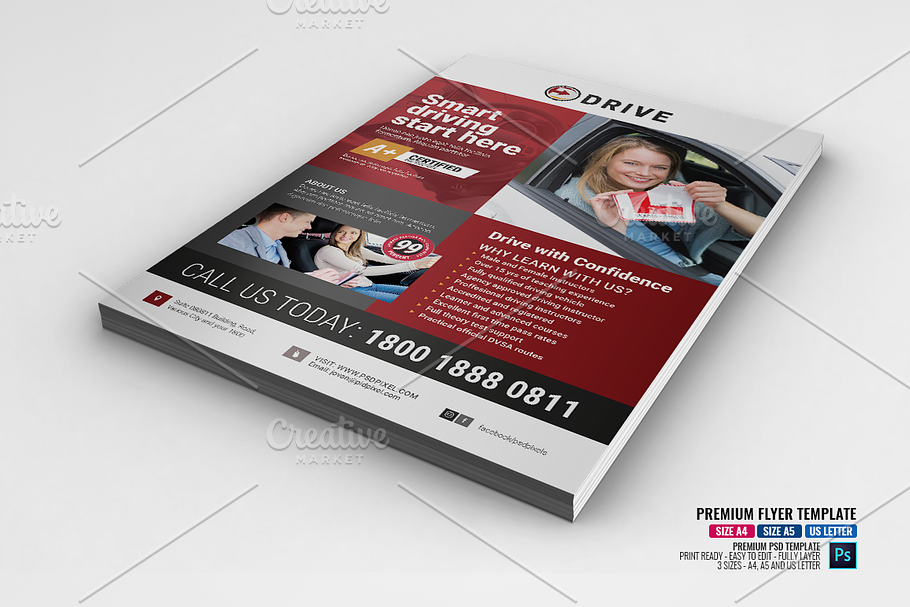 Driving Lesson Company Flyer in Flyer Templates - product preview 8