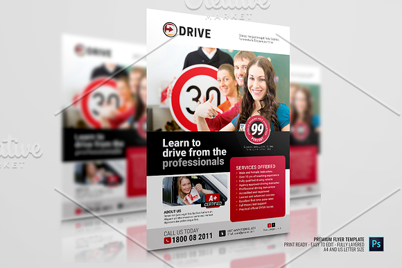 Driving lesson Services Flyer in Flyer Templates - product preview 2