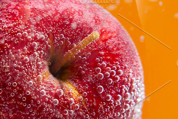 Fresh fruits in water Juicy red