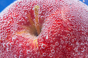 ripe juicy red Apple under water in
