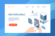 Isometric hotel concept banner