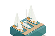 Yachting isometric composition
