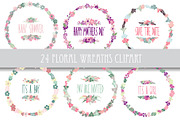 24 Floral Wreaths Clipart
