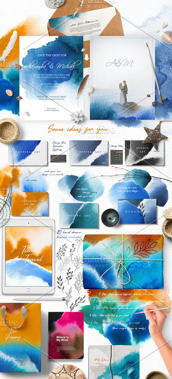 Blue Watercolor Texture Collection in Textures - product preview 1