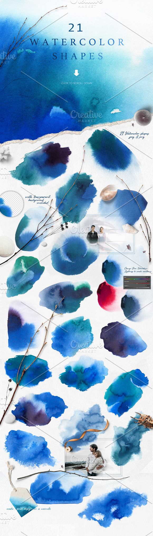 Blue Watercolor Texture Collection in Textures - product preview 2