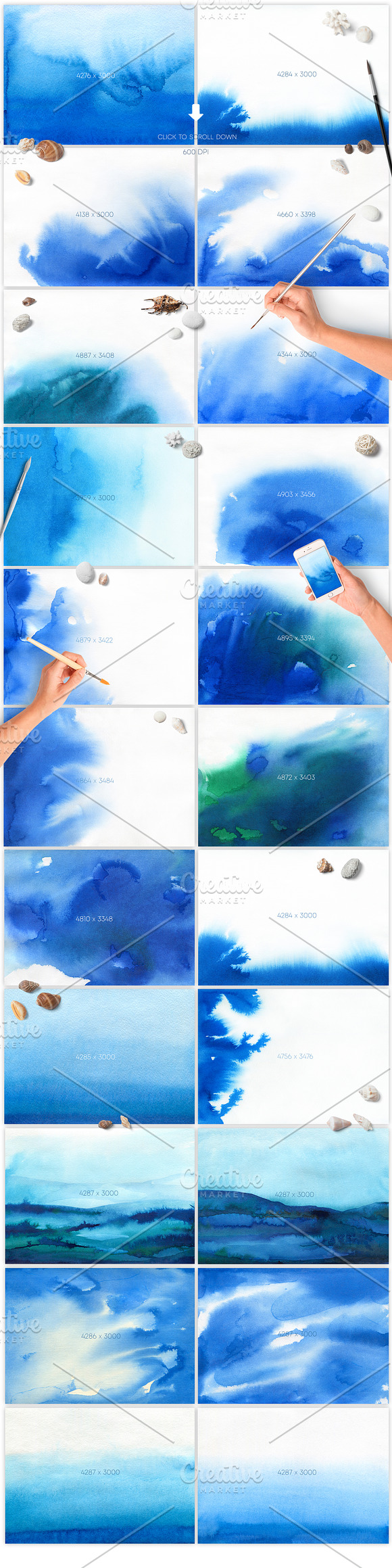 Blue Watercolor Texture Collection in Textures - product preview 3