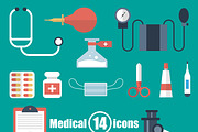 Medical set of 14 icons