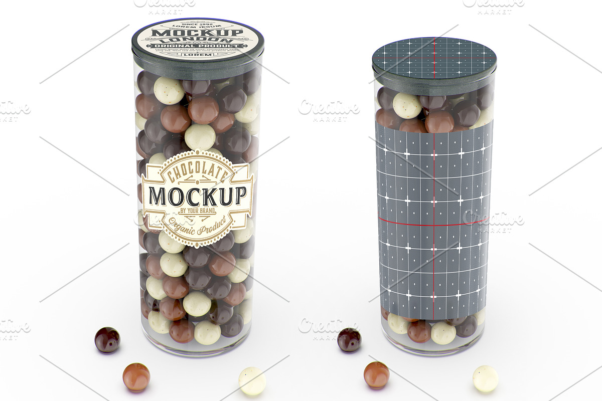 Jar with Chocolate Balls Mockup in Product Mockups - product preview 8