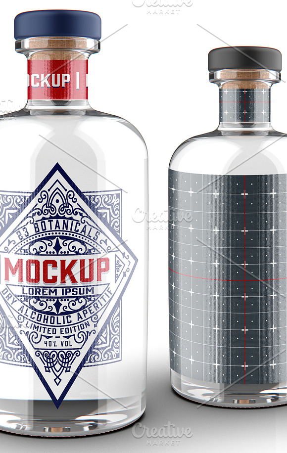 Gin Glass Bottle Mockup in Product Mockups - product preview 1