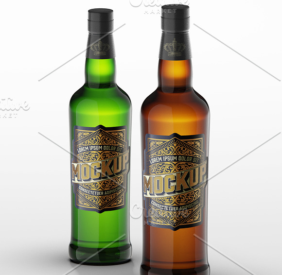 Whiskey Glass Bottle Mockup in Product Mockups - product preview 1