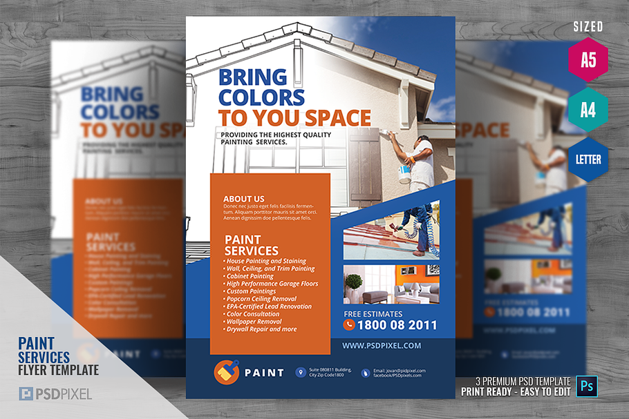 Quality Painting Services Flyer in Flyer Templates - product preview 8