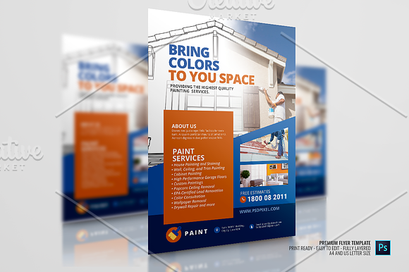 Quality Painting Services Flyer in Flyer Templates - product preview 2