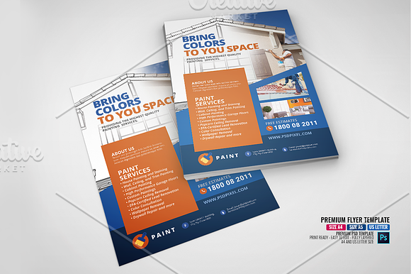 Quality Painting Services Flyer in Flyer Templates - product preview 3