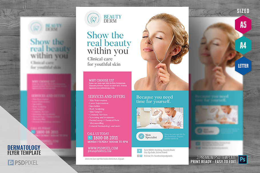 Dermatology Clinic Promotional flyer in Flyer Templates - product preview 8