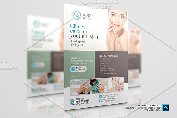 Skin Clinic Promotional Flyer in Flyer Templates - product preview 3