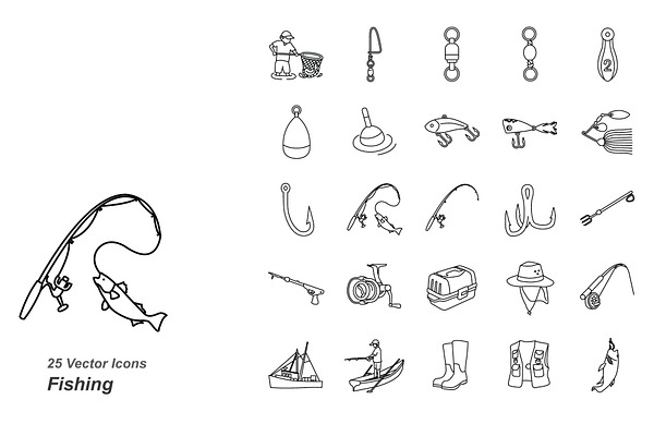 Fishing Outlines Vector Icons