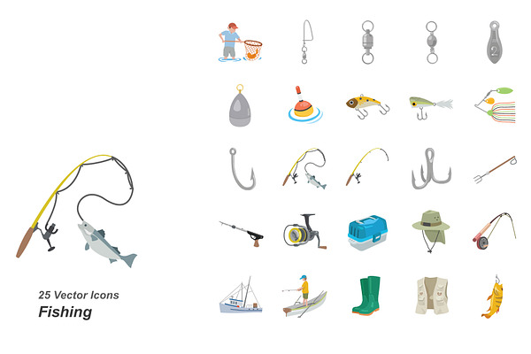 Fishing Color Vector Icons