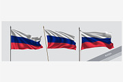 Set of Russia waving flag vector