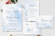 Dusty blue pastel Wedding invitation