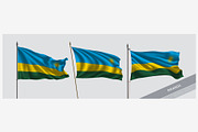 Set of Rwanda waving flag vector
