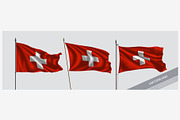Set of Switzerland waving flag vecto