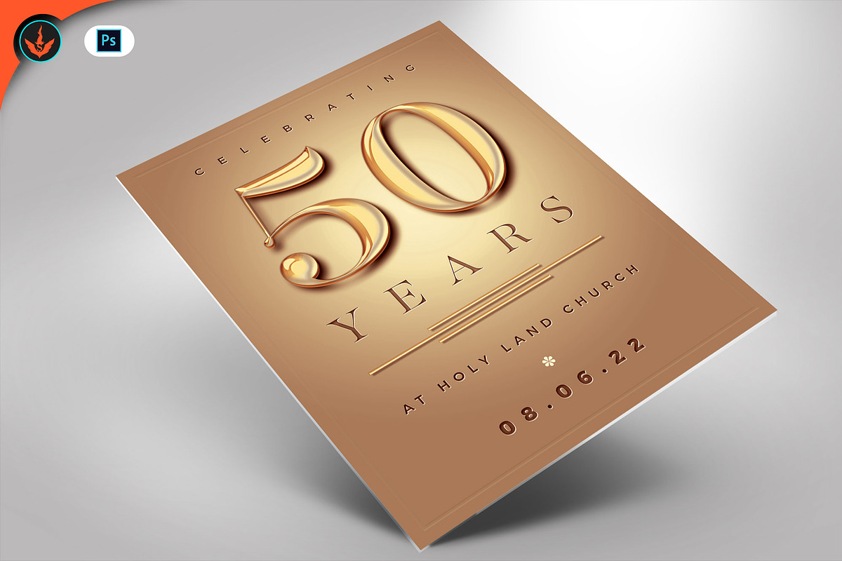 Gold Church Anniversary Flyer in Flyer Templates - product preview 8