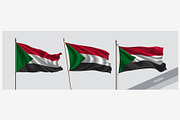 Set of Sudan waving flag vector
