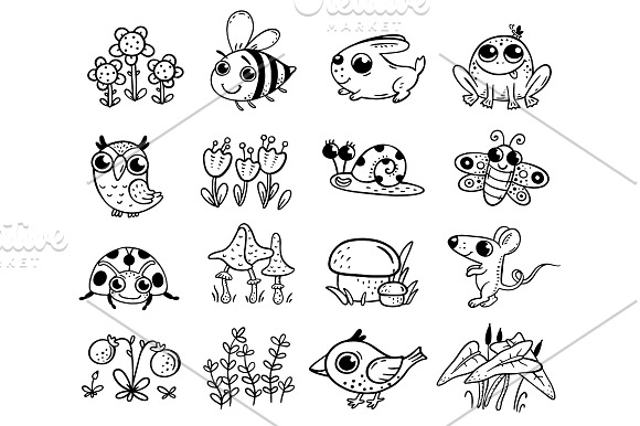 Set of forest or woodland animals in Illustrations - product preview 1