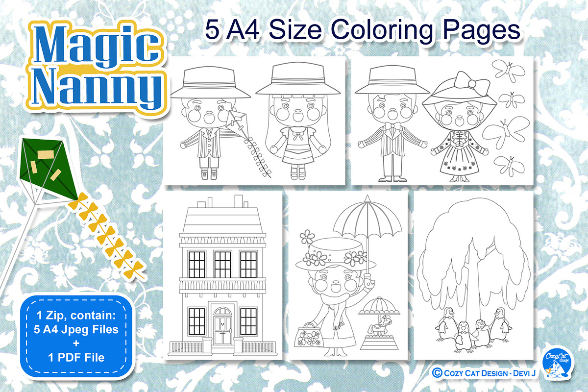 Magic Nanny Coloring Pages in Illustrations - product preview 8