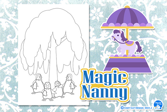 Magic Nanny Coloring Pages in Illustrations - product preview 2