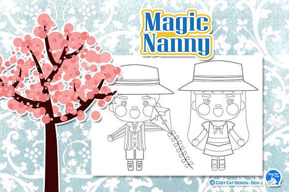 Magic Nanny Coloring Pages in Illustrations - product preview 4
