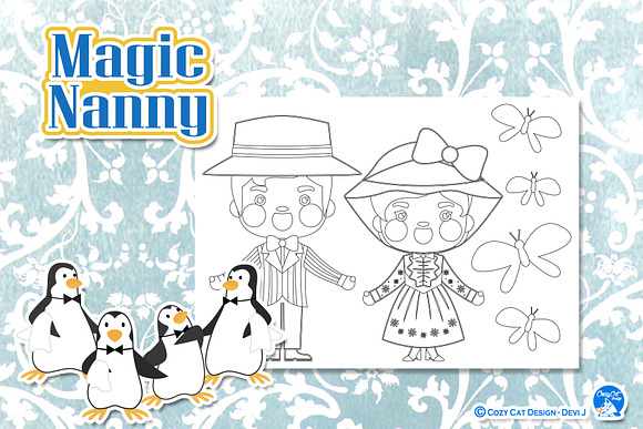 Magic Nanny Coloring Pages in Illustrations - product preview 5