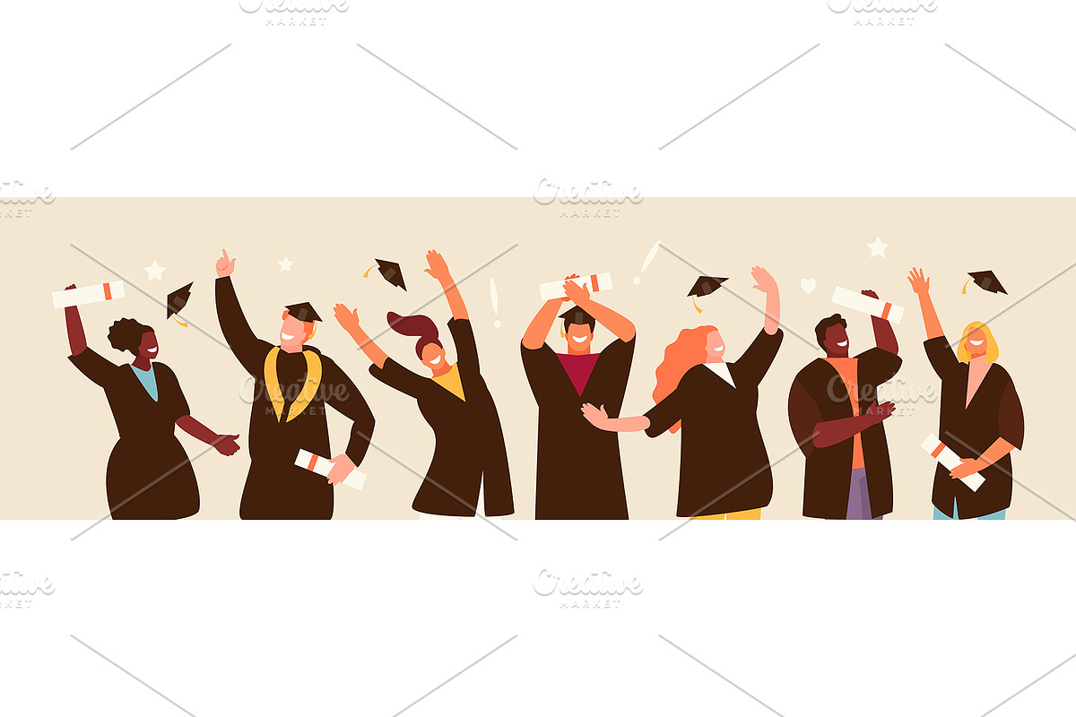 Happy graduates vector set in Illustrations - product preview 8