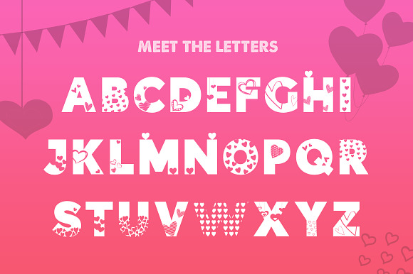 Hearts Silhouette Font in Display Fonts - product preview 1