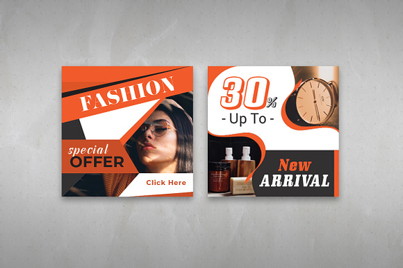 Orange and Black Social Media Pack in Instagram Templates - product preview 2