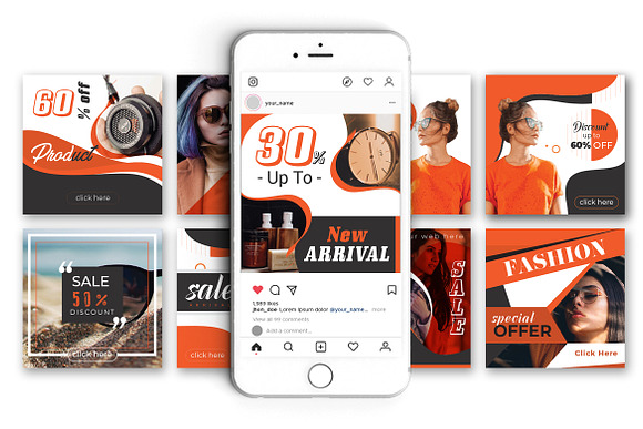 Orange and Black Social Media Pack in Instagram Templates - product preview 5