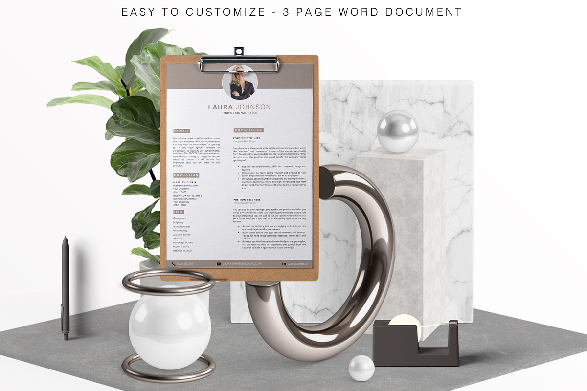 3 Page - Word Resume & Cover Letter in Letter Templates - product preview 8