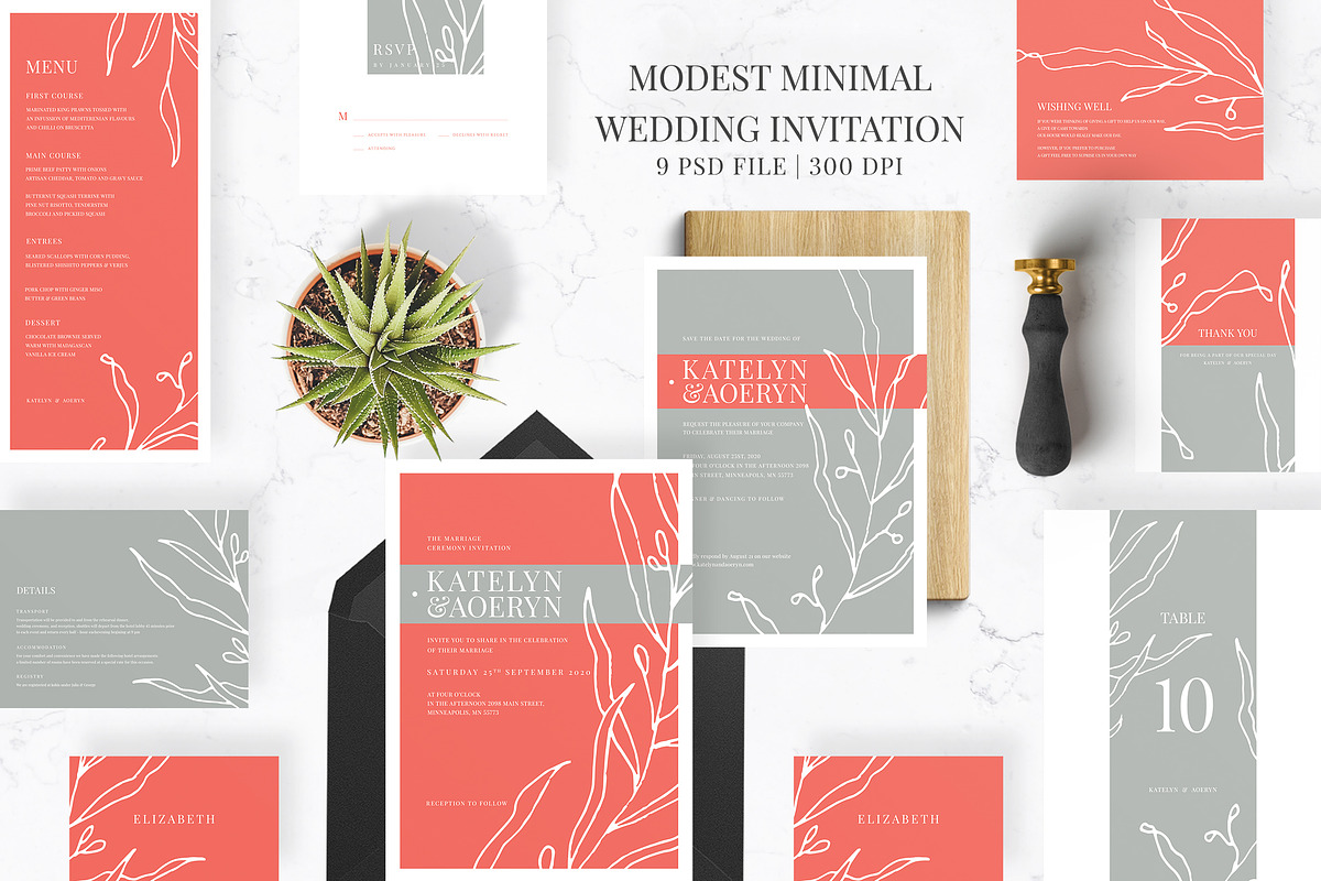 Modest Minimal Wedding Invitation in Wedding Templates - product preview 8