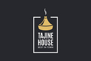Tajine or tagine logo on black.