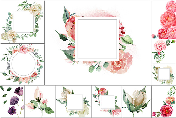 Watercolor handpainted rose clipart in Objects - product preview 1