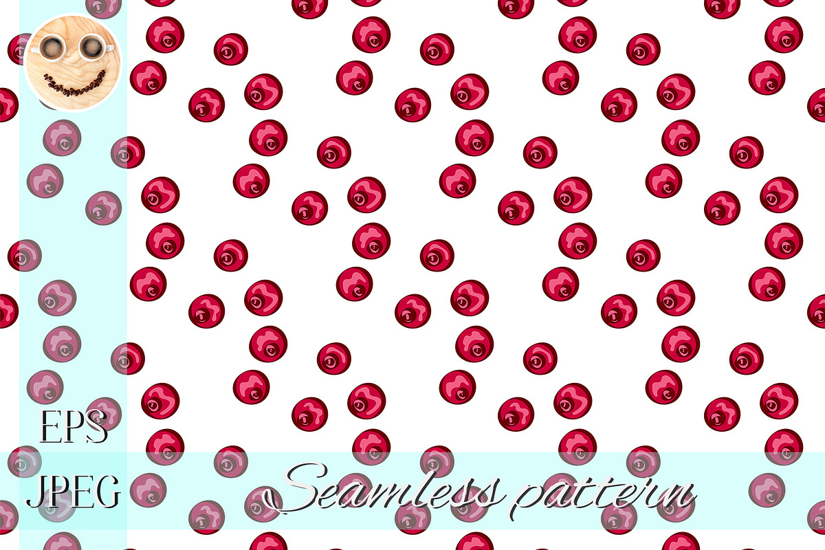 Cranberry on the white vector in Patterns - product preview 8