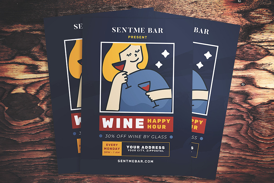 Happy Hour Wine Flyer in Flyer Templates - product preview 8