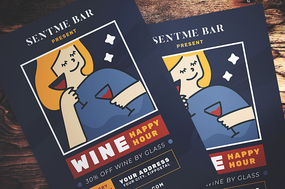 Happy Hour Wine Flyer in Flyer Templates - product preview 1