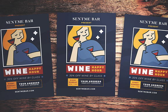 Happy Hour Wine Flyer in Flyer Templates - product preview 2