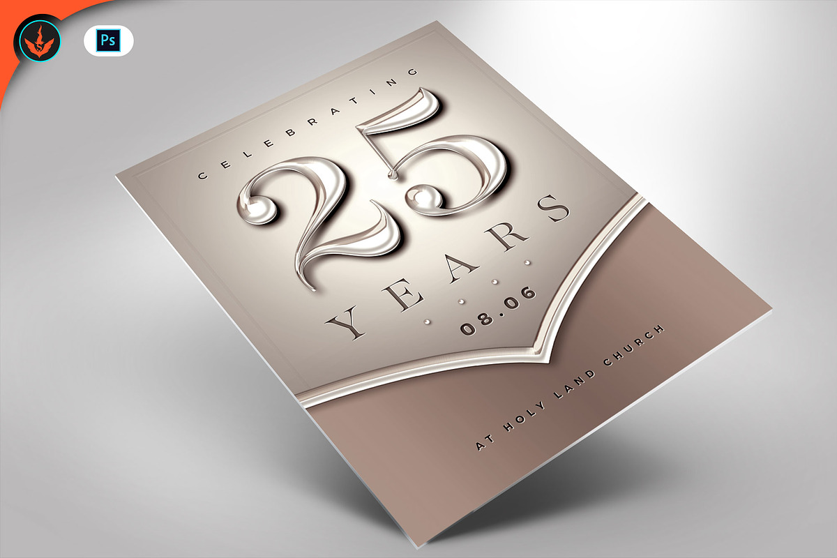Silver and Rose Church Anniversary in Flyer Templates - product preview 8